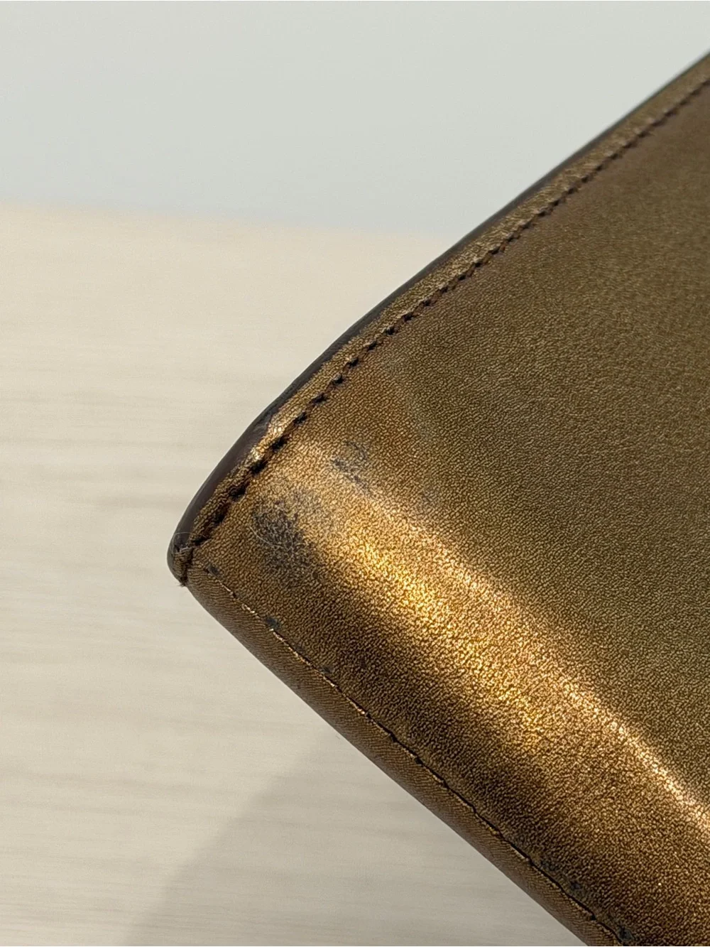 Saint Laurent Bronze Metallic YSL Fold-Over Clutch - Picture 5 of 7
